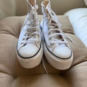 White High-Top Platform Converse Sneakers